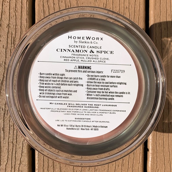 🆕CINNAMON AND SPICE HARRY SLATKIN HOMEWORX 4 WICK 18oz CANDLE NWTS! - Picture 4 of 5